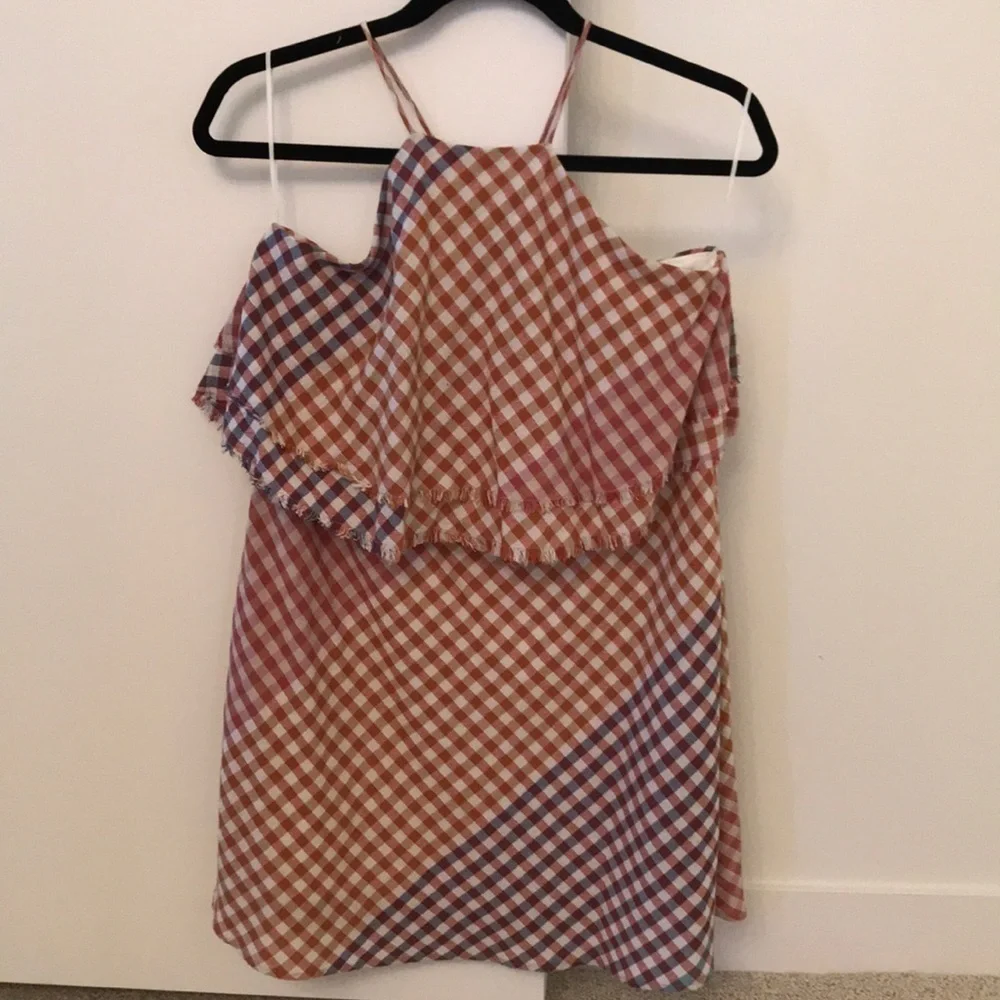 Frayed checked dress